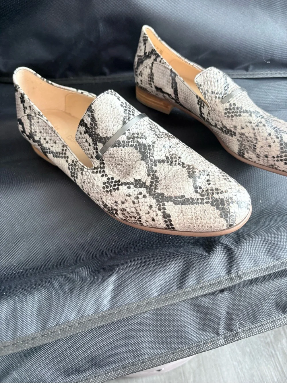 Womens Snake-Print Slip-On Loafers